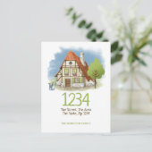 Hütte House Katze und Baum haben wir verschoben Zu Ankündigungspostkarte (Stehend Vorderseite)