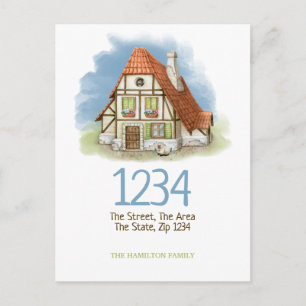 Hütte House Wasserfarbe haben wir verschoben Zuhau Ankündigungspostkarte