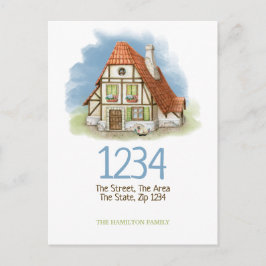 Hütte House Wasserfarbe haben wir verschoben Zuhau Ankündigungspostkarte