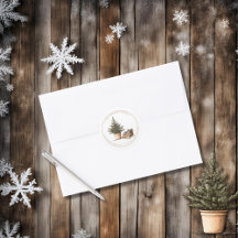 Hütte Hygge Round-Rücksendeadresse-Aufkleber