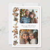 Hütte Hygge Zwei-Foto-Weihnachtskarte Feiertagskarte (Vorderseite)