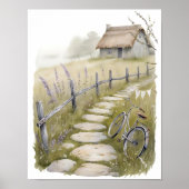 Hütte im Aquarell Poster (Vorne)