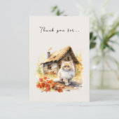 Hütte im Herbst Dankeskarte (Stehend Vorderseite)