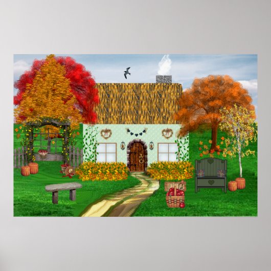 Hütte im Herbst Poster (Vorne)