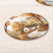 Hütte im Herbst Untersetzer (Angewinkelt)