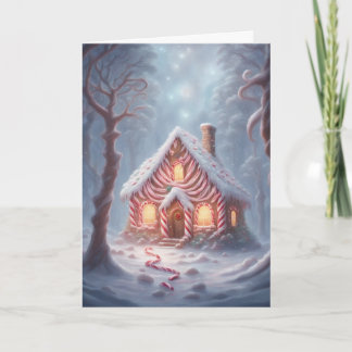 Hütte im Lebkuchenwald Weihnachten Karte