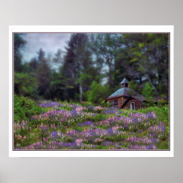 Hütte im Lupine-Poster Poster
