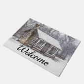 Hütte im Schnee Begrüßungstür Fußmatte (Schrägansicht)