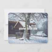 Hütte im Schnee Feiertagskarte (Vorderseite)