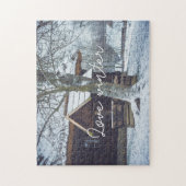 Hütte im Schnee Puzzle (Vertikal)