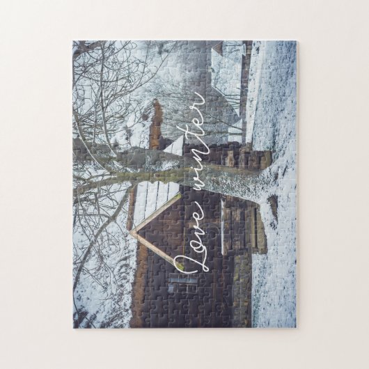 Hütte im Schnee Puzzle (Vertikal)