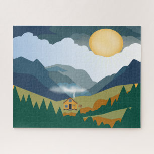Hütte im sonnigen Bergtal Puzzle