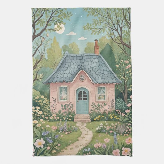 Hütte im Wald Geschirrtuch (Vertikal)