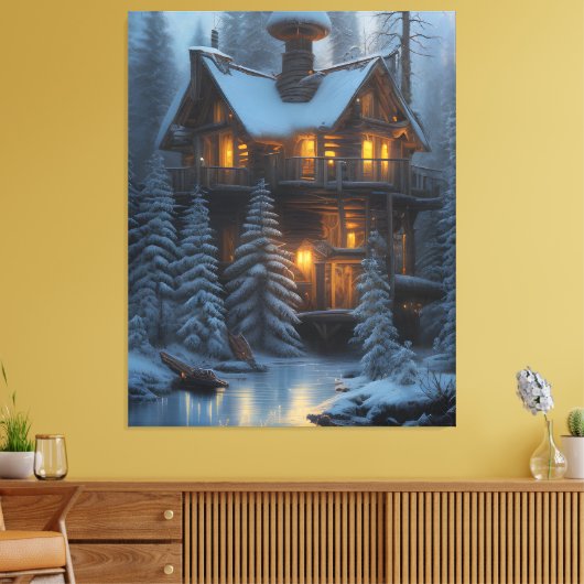 Hütte im Wald Leinwanddruck (Insitu (Wohnzimmer))