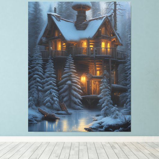 Hütte im Wald Leinwanddruck (Insitu (Holzboden))