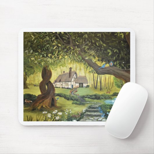 Hütte im Wald Mousepad (Mit Mouse)