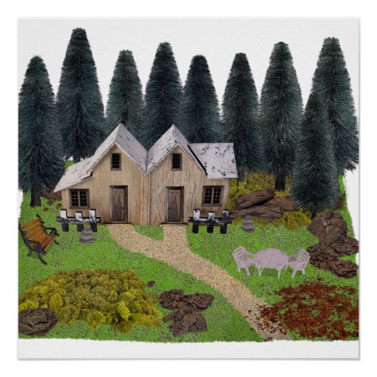 Hütte im Wald Poster (Vorderseite)