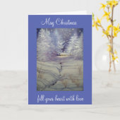 Hütte im Wald, Weihnachtskarte Karte (Gelbe Blume)