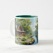 Hütte im Wald Zweifarbige Tasse (Vorderseite Links)