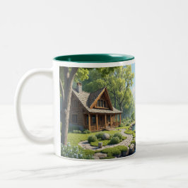 Hütte im Wald Zweifarbige Tasse
