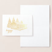 Hütte in der Goldfolie aus Holz Folienkarte (Anzeige)