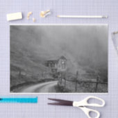 Hütte in der Natur/Nebel auf dem Berg Seidenpapier (Handwerk)