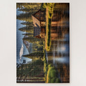 Hütte in einem Kiefernwald Puzzle (Vertikal)