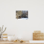 Hütte in einem weißen Wald Poster (Küche)