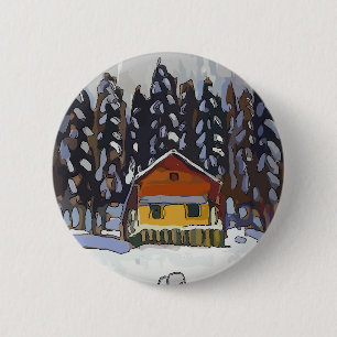 Hütte in Schnee Button