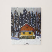 Hütte in Schnee Puzzle (Vertikal)