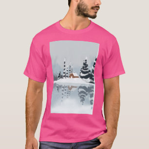 Hütte in schneebedeckten Bergen aktiv T-Shirt