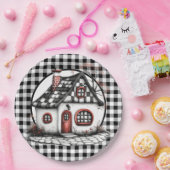 Hütte in Schwarz und Weiß Pappteller (Party)