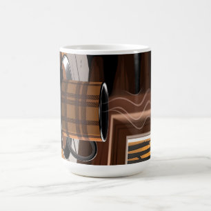 Hütte Karierter Kaffee Herbstwald Rustikale Zuhaus Kaffeetasse