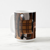 Hütte Karierter Kaffee Herbstwald Rustikale Zuhaus Kaffeetasse (Vorderseite Links)
