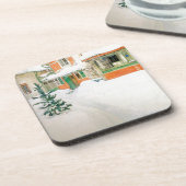 Hütte Karls Larsson im Schnee-Zuhause-Untersetzer Untersetzer (Linke Seite)