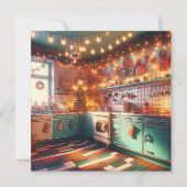 Hütte Kitsch Holiday Retro Küche Weihnachten Karte (Vorderseite)