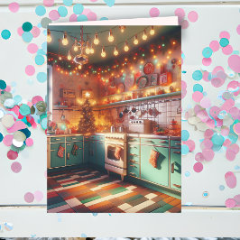 Hütte Kitsch Holiday Retro Küche Weihnachten Karte