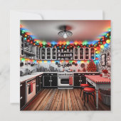 Hütte Kitsch Holiday Retro Küche Weihnachten Karte (Vorderseite)
