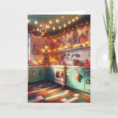 Hütte Kitsch Holiday Retro Küche Weihnachten Karte (Vorderseite)