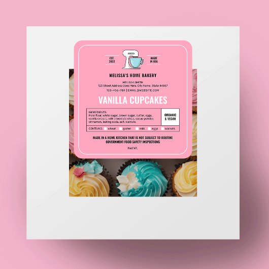 Hütte Label Feminine Pink Bäckerei Verpackung Quadratischer Aufkleber
