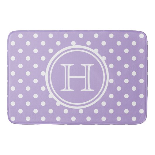Hütte Lavendel und White Polka Dot Monogramm Badematte (Vorderseite)