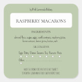 Hütte Law Bakery Ingredients and Allergen Label Quadratischer Aufkleber (Vorderseite)