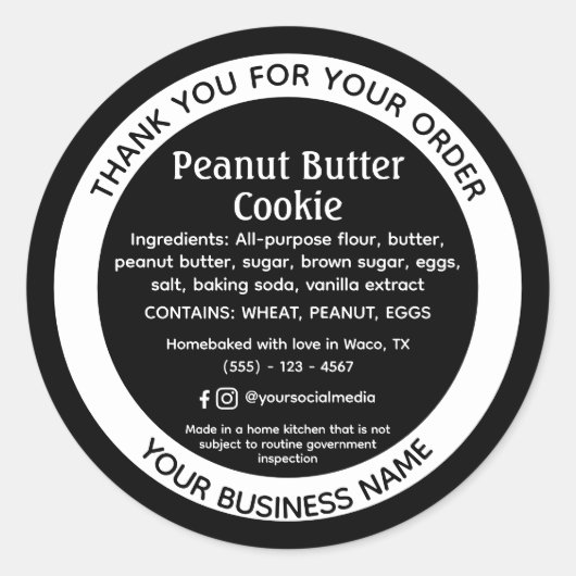 Hütte Law Food Ingredients Kontaktdetails Aufklebe Runder Aufkleber (Vorderseite)