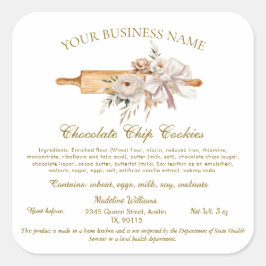 Hütte Law Label Zuhause Bakery Ingredients Aufkleb Quadratischer Aufkleber