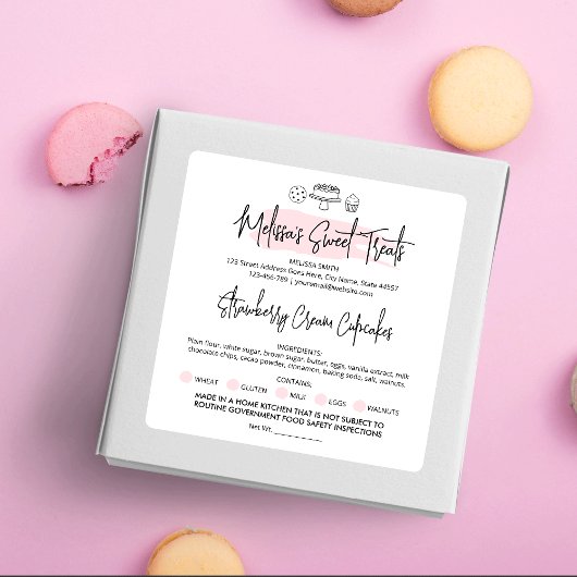 Hütte Law Label Zuhause Bakery Ingredients Aufkleb Quadratischer Aufkleber