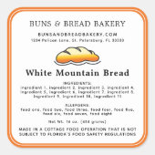 Hütte Law Zuhause Bakery Ingredients Allergens Quadratischer Aufkleber (Vorderseite)