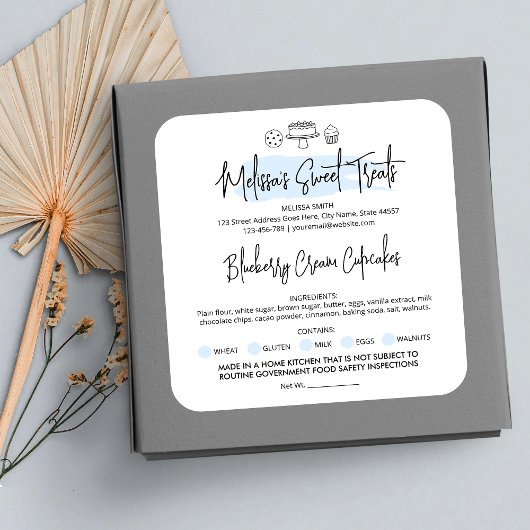 Hütte Law Zuhause Light Blue Bakery Food License Quadratischer Aufkleber