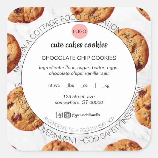 Hütte Lebensmittelgesetz Aufkleber für Backwaren (Vorderseite)