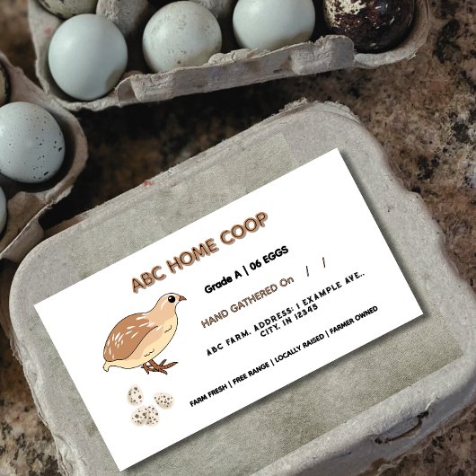 Hütte Lebensmittelkennzeichen für Wachtelkarton