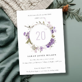 Hütte Meadow Lilac Floral Wreath Geburtstag Einladung